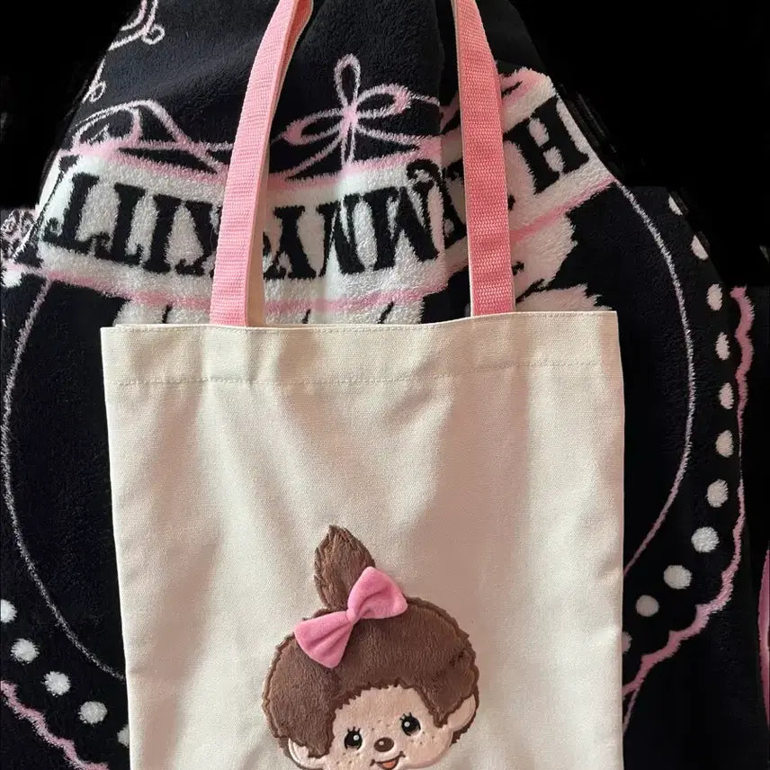 [BUNJANG] Monchhichi Canvas Tote Bag / 몬치치 가방 몬치치 토트백 몬치치 걸