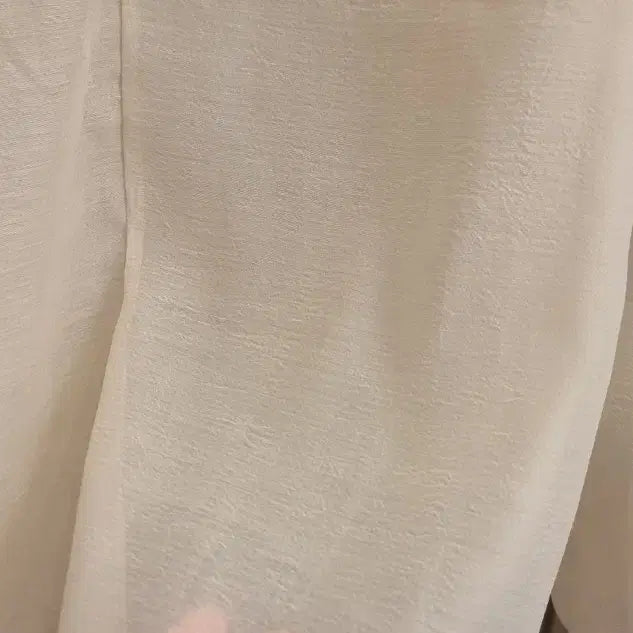 [BUNJANG] Beige See-Through Blouse with Frill Sleeves / 시스루 블라우스