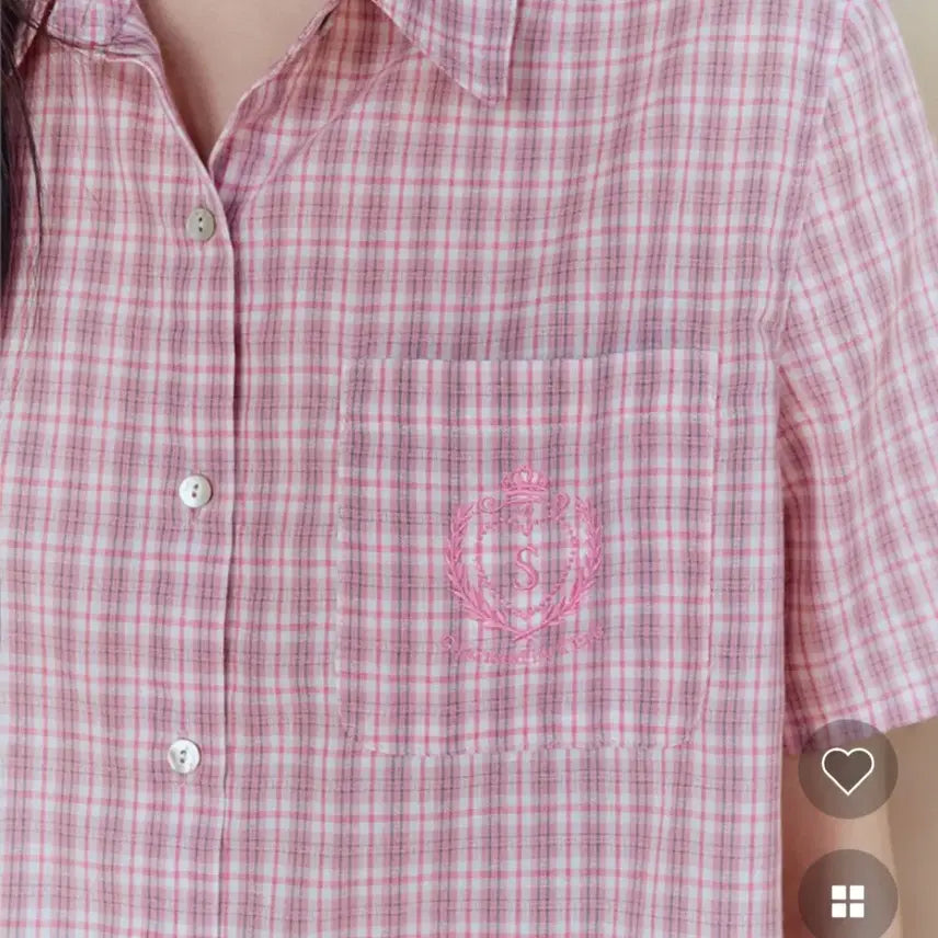 [BUNJANG] sienne Nozomi Check Short-Sleeve Shirt Pink / 시엔느 노조미 체크 반팔셔츠 핑크