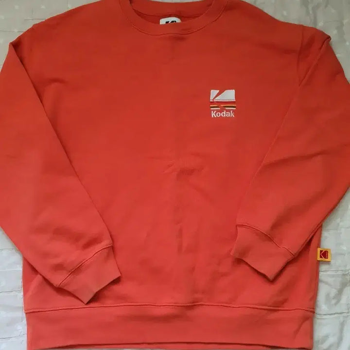 [BUNJANG] Kodak Rainbow Embroidered Logo Sweatshirt Orange S (New) / 코닥 Kodak 레인보우 자수 로고 맨투맨 스웻셔츠 오렌지 S (새제품)