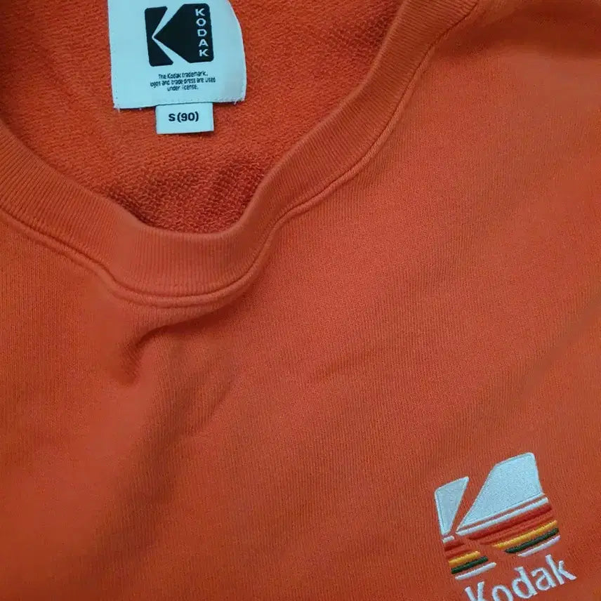 [BUNJANG] Kodak Rainbow Embroidered Logo Sweatshirt Orange S (New) / 코닥 Kodak 레인보우 자수 로고 맨투맨 스웻셔츠 오렌지 S (새제품)
