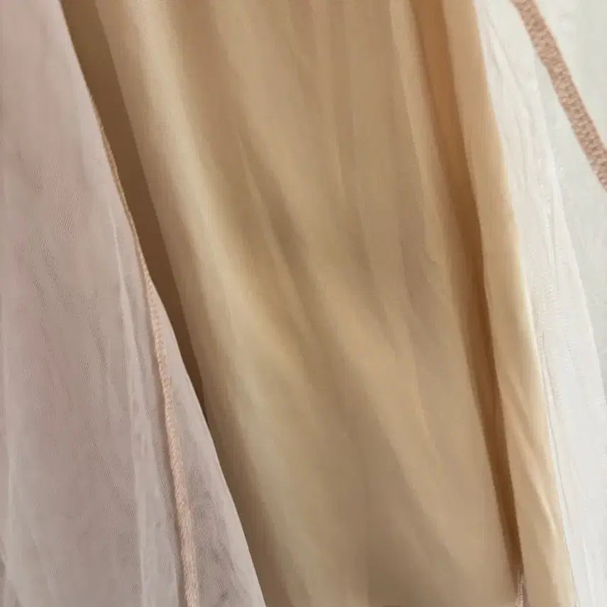 [BUNJANG] Vintage Beige Tiered Tulle Skirt / 빈티지의류_베이지 캉캉 튤 스커트