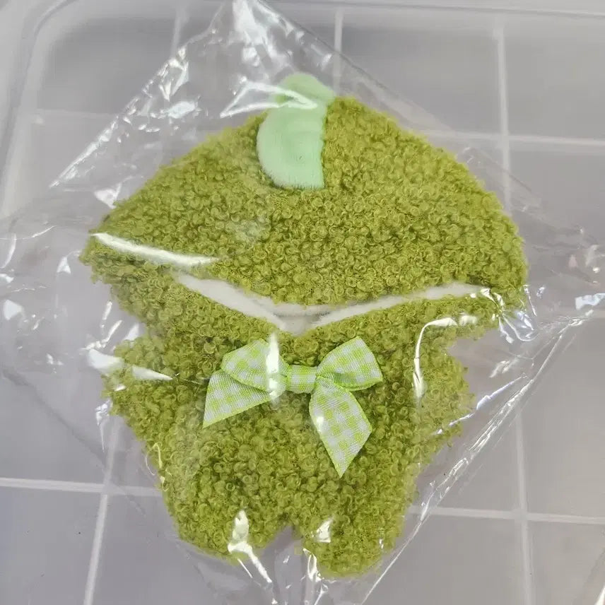 [BUNJANG] 10cm Doll Green Dinosaur Fleece Outfit / 10cm 인형 옷 녹색 공룡 뽀글이 의상
