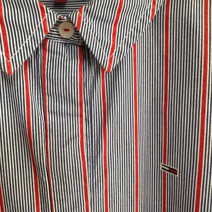[BUNJANG] Tommy Hilfiger Striped Short Sleeve Shirt Dress M / 타미힐피거 스트라이프 반팔 셔츠형 원피스 M 상태좋아요