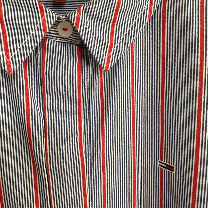 [BUNJANG] Tommy Hilfiger Striped Short Sleeve Shirt Dress M / 타미힐피거 스트라이프 반팔 셔츠형 원피스 M 상태좋아요
