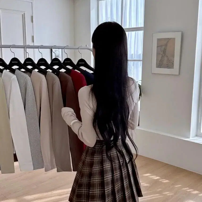[BUNJANG] Mayoon Check Belt Pleated Skirt (Brown) / 메이윤 체크 벨트 플리츠 스커트 (브라운)