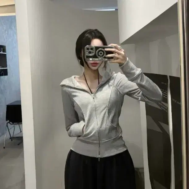 [SOLD OUT] 뉴앤비 후드집업 교신 교환  홀리 후드집업 필멜란지 골반뽕청바지 에이블리