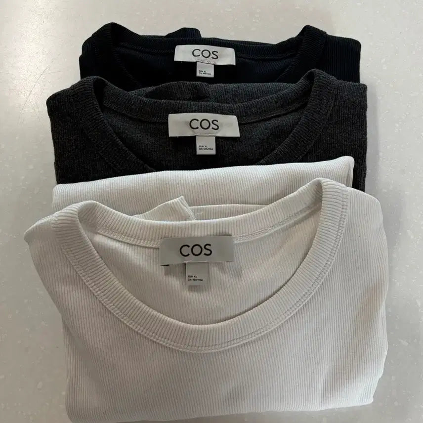 [BUNJANG] [XL] COS 슬림 리브드 긴팔 티셔츠 3종 / [XL] COS 슬림 리브드 긴팔 티셔츠 3종