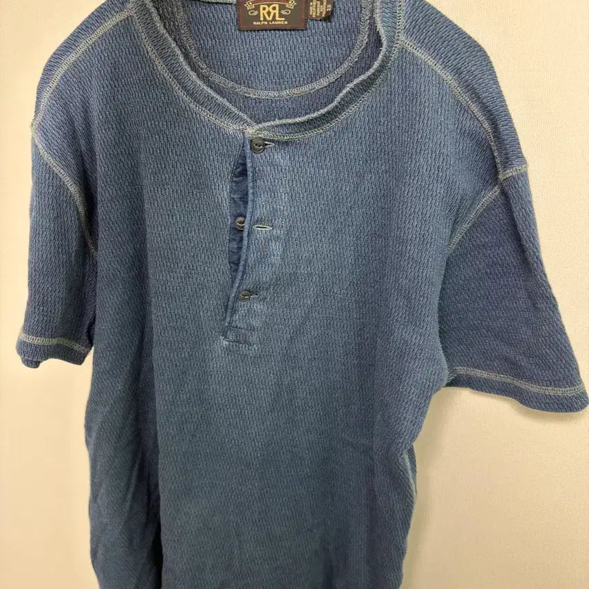 [SOLD OUT] [xl]rrl 인디고 반팔와플헨리넥.