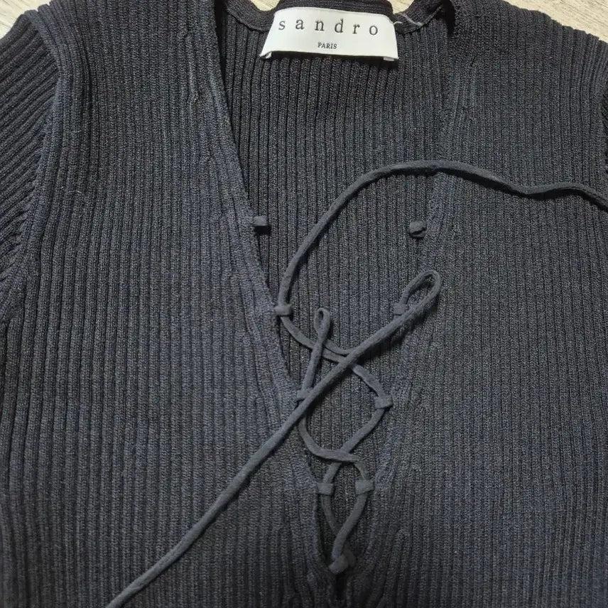 [BUNJANG] Sandro Lace-Up Knit Mini Dress Size 1 / 산드로 레이스업 니트 미니 원피스 1사이즈