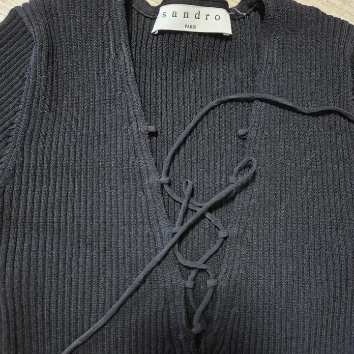 [BUNJANG] Sandro Lace-Up Knit Mini Dress Size 1 / 산드로 레이스업 니트 미니 원피스 1사이즈