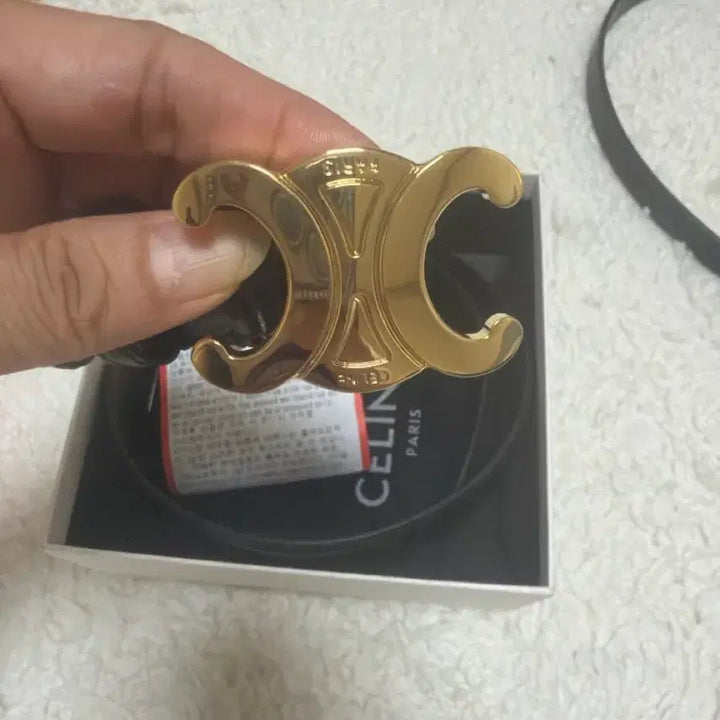 [BUNJANG] Celine Leather Gold Buckle Belt / 셀린느 가죽 금장벨트