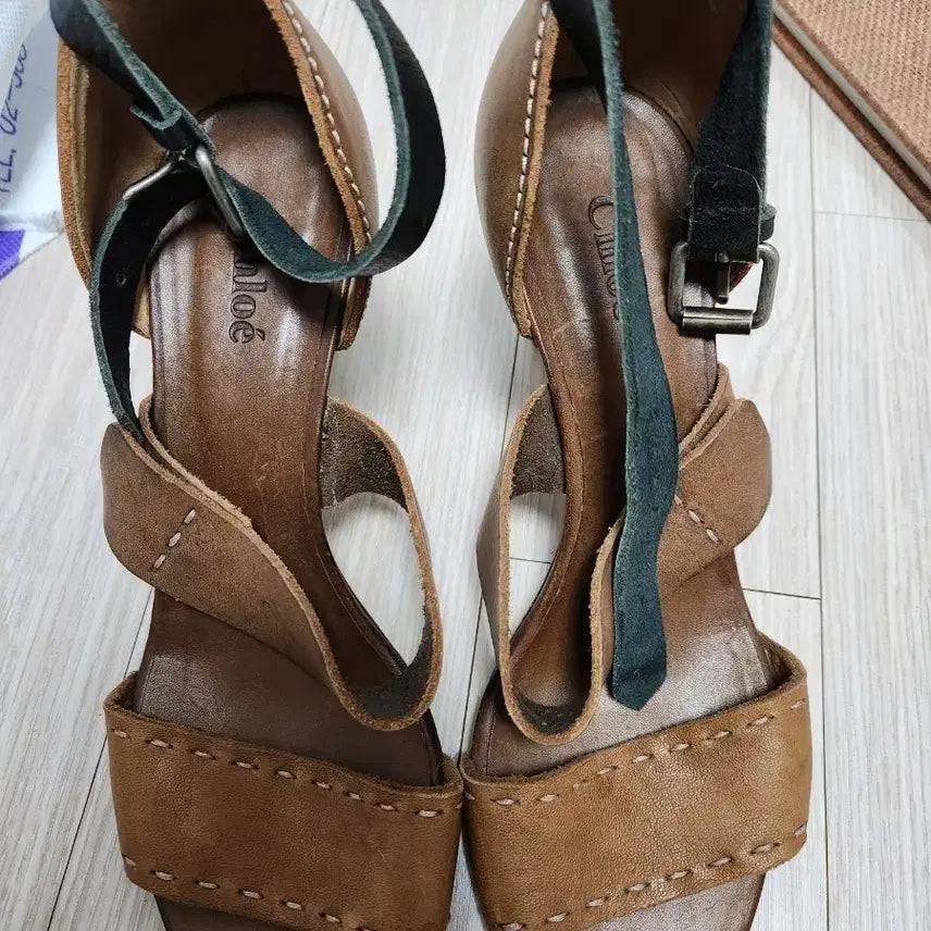 [BUNJANG] Chloé Brown Leather Sandal Heels / 끌로에 브라운 레더 샌들힐