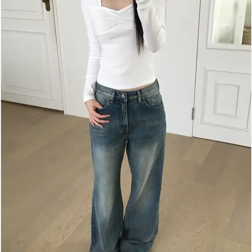 [BUNJANG] OOTJ Semi-Loose Fit Bootcut Denim Pants / 지그재그 OOTJ 세미루즈핏 부츠컷 데님 팬츠