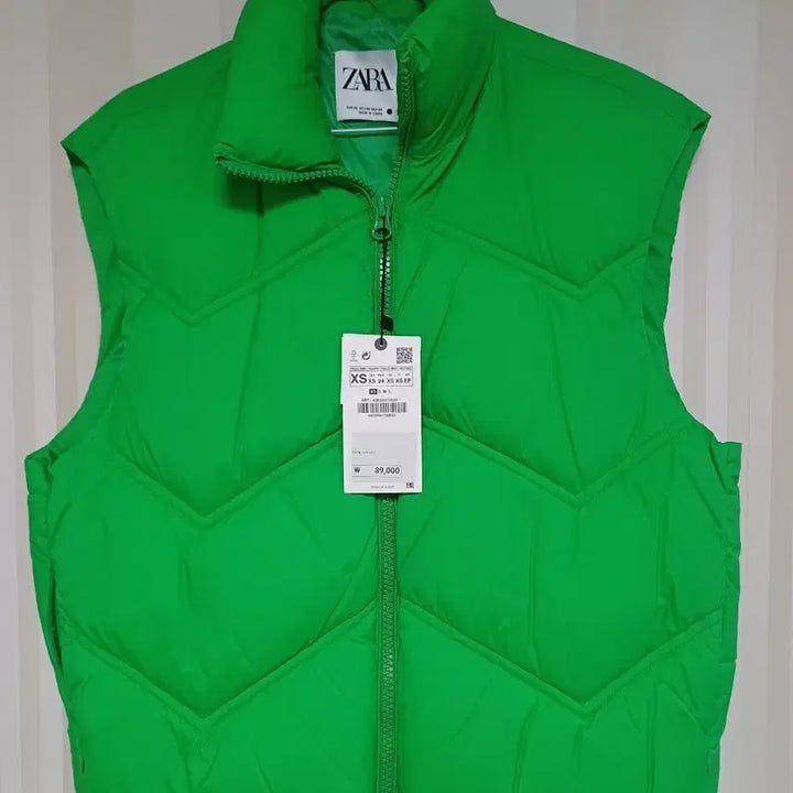 [BUNJANG] Zara Padded Vest Green XS / 자라 XS 그린 패딩 조끼 새상품
