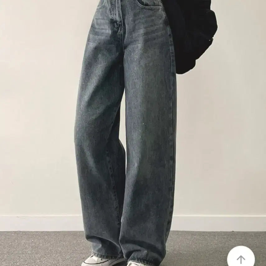 [BUNJANG] Wide Leg Denim Pants (Gray) - M / 일자 와이드데님 팬츠 (그레이)M