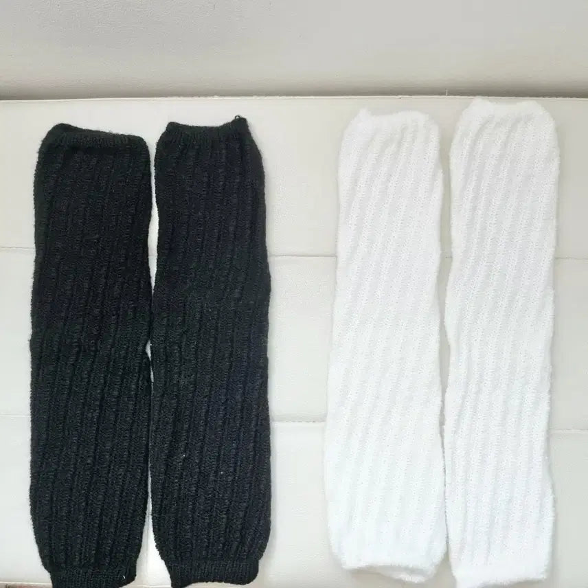 [BUNJANG] Nylon Leg Warmers Bundle Set / 니삭스 루즈삭스 레그워머 발토시 긴무릎양말 검정,흰색 2개 일괄