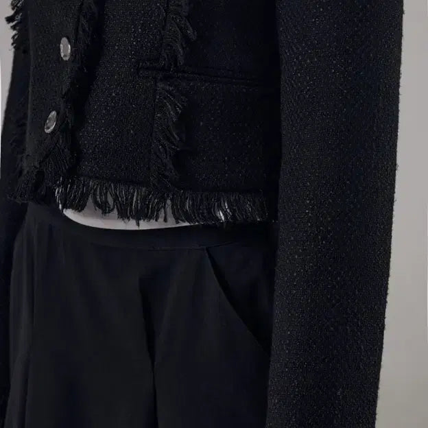 [BUNJANG] Trimingbird Tassel Tweed Jacket Black / 트리밍버드 테슬 트위드 자켓 블랙