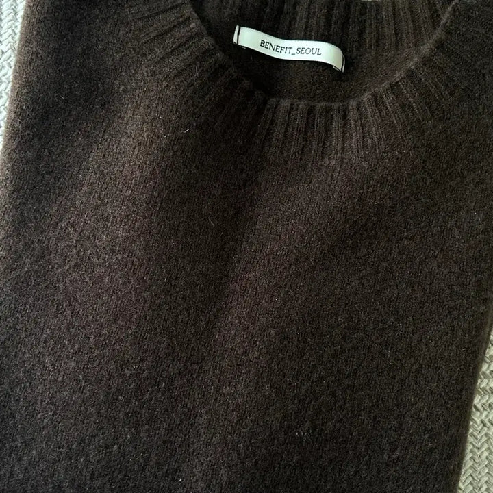 [BUNJANG] Round Neck Knit - Brown / 브라운 라운드니트