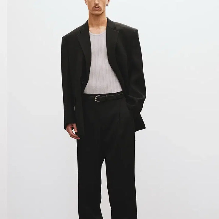 [BUNJANG] RECTO 25SS Double Pleated Wide Pants Black M Size / 렉토 25SS 더블 플리츠 와이드 팬츠 블랙 M사이즈
