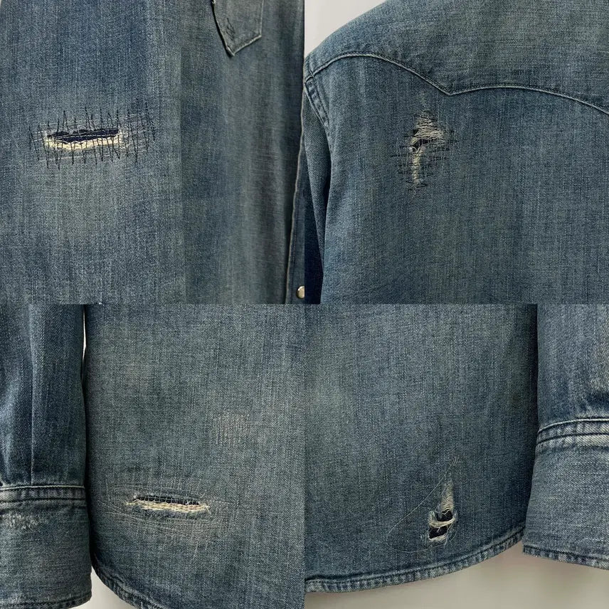 [BUNJANG] Polo Ralph Lauren Concho Embroidered Denim Shirt / 폴로 랄프로렌 콘초 플로워 엠브로이더 리페어 사우스 웨스턴 데님 셔츠