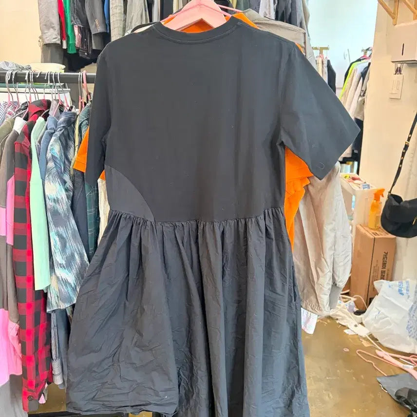 [BUNJANG] COS Black Flare Short Sleeve Midi Dress / COS 코스 블랙 플레어 반팔 원피스