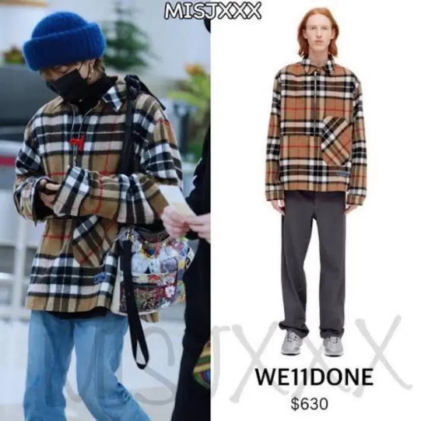[BUNJANG] We11done Half-Zip Check Anorak Beige (Size L) / We11done 웰던 하프집업 체크 아노락 베이지 / L