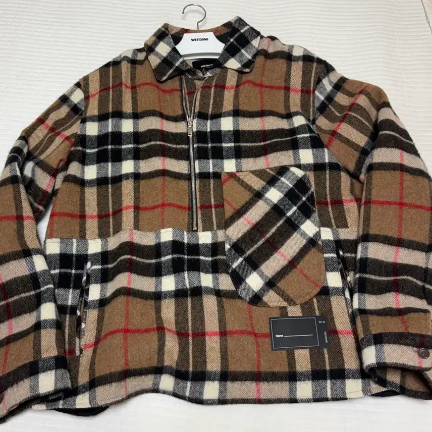 [BUNJANG] We11done Half-Zip Check Anorak Beige (Size L) / We11done 웰던 하프집업 체크 아노락 베이지 / L