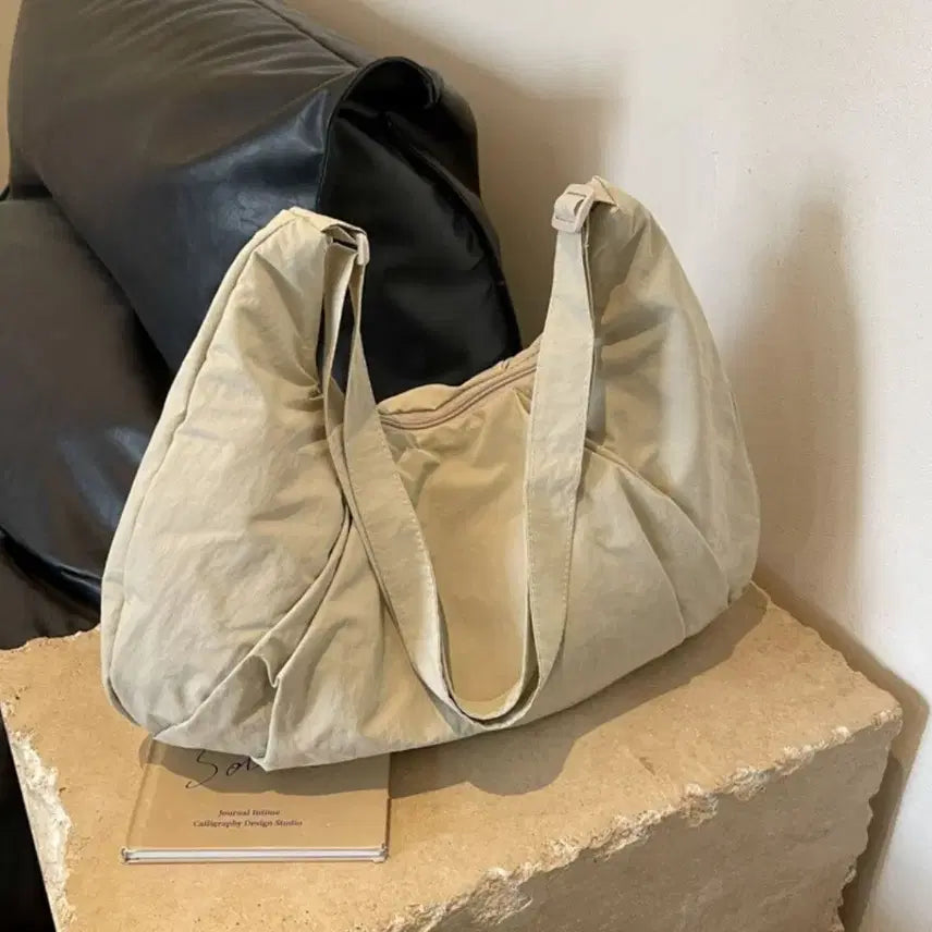 [BUNJANG] Beige Hobo Shoulder Bag / 베이지 숄더백 호보백 스타일 가방