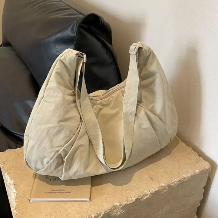 [BUNJANG] Beige Hobo Shoulder Bag / 베이지 숄더백 호보백 스타일 가방