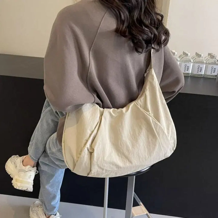 [BUNJANG] Beige Hobo Shoulder Bag / 베이지 숄더백 호보백 스타일 가방