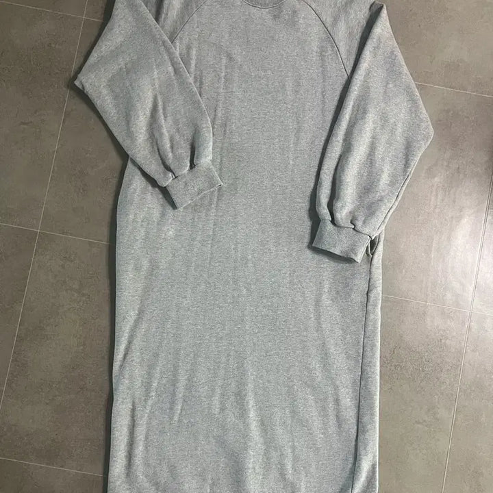 [BUNJANG] Loose Fit Gray Long Sweatshirt Dress / 롱원피스,쭈리면원피스,루즈핏원피스,맨투맨원피스,그레이원피스
