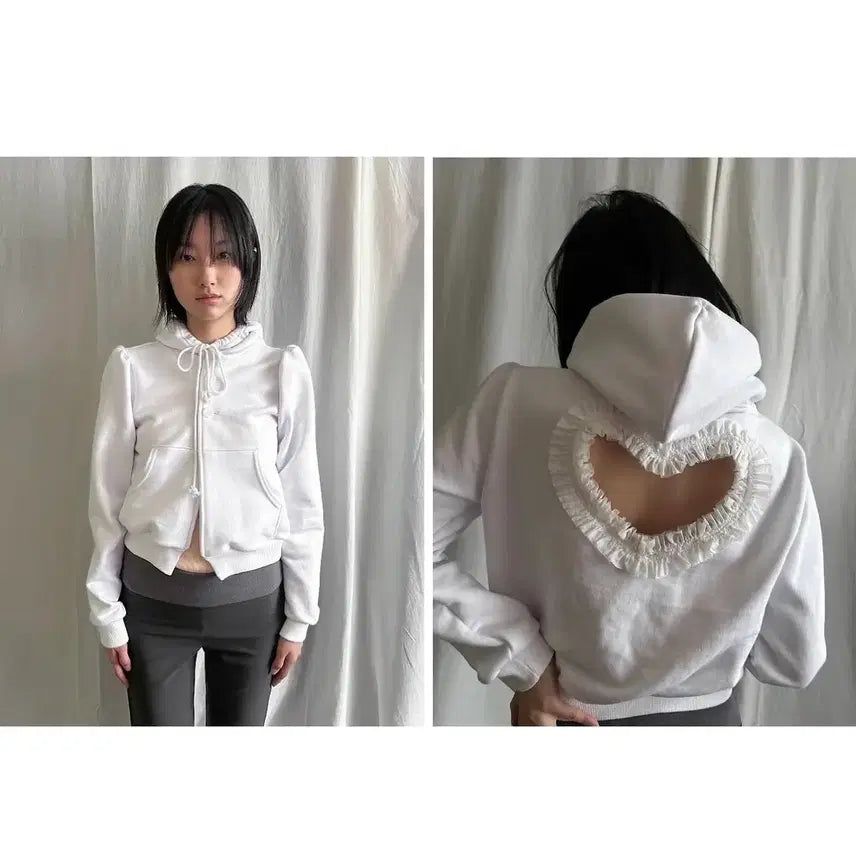 [BUNJANG] DongEun White Hoodie Zip-up / dongeun 동은 화이트 후드집업