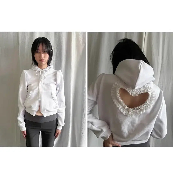 [BUNJANG] DongEun White Hoodie Zip-up / dongeun 동은 화이트 후드집업