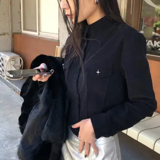 [BUNJANG] ZEDBRIDE Mandarin Corduroy Black Jacket / 제드비드 만다린 코듀로이 블랙 자켓