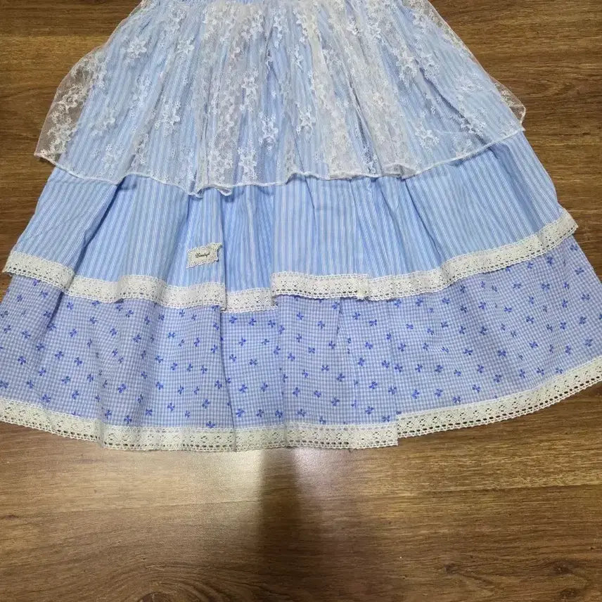 [BUNJANG] Blue Lace Ruffle Skirt / 블루 레이스 캉캉 스커트