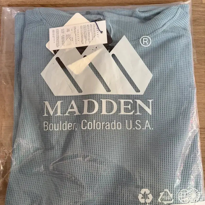 [BUNJANG] Maden Lined Waffle Hoodie Sky Blue / 새상품) 매든 라인드 와플 후디 스카이블루