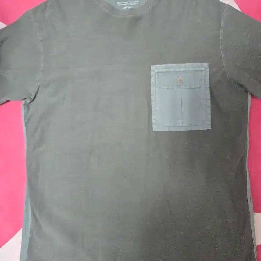 [BUNJANG] Series Pocket Color Block T-shirt / 시리즈 우픈 포켓 배색 반팔 라운드넥 티셔츠 105 오버핏