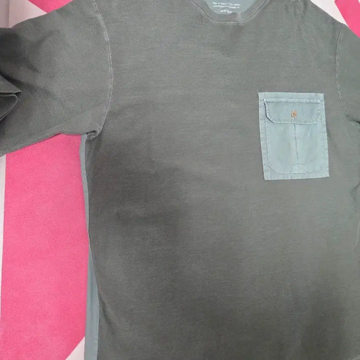 [BUNJANG] Series Pocket Color Block T-shirt / 시리즈 우픈 포켓 배색 반팔 라운드넥 티셔츠 105 오버핏