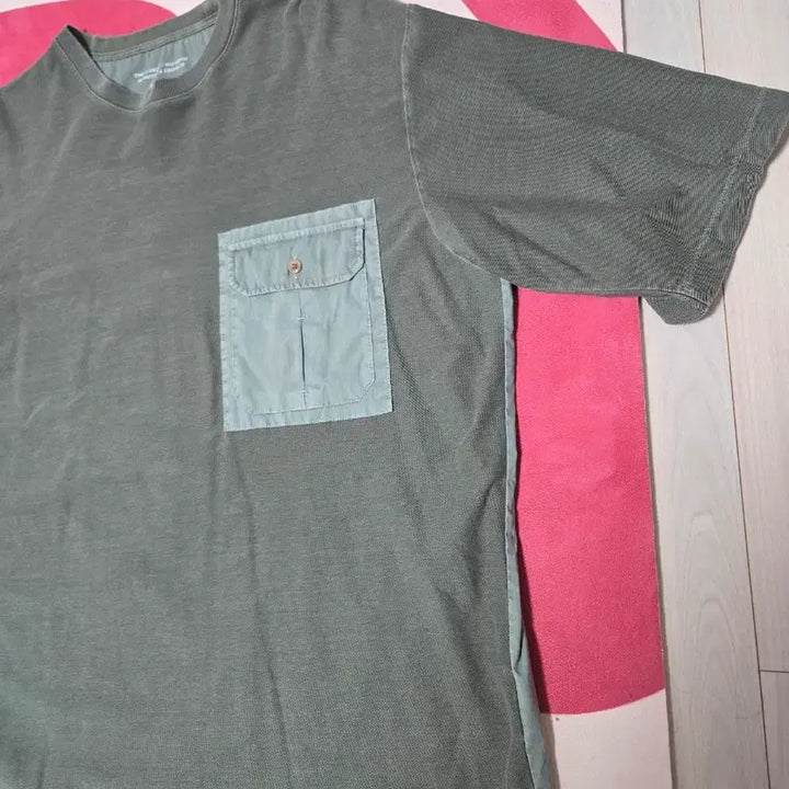 [BUNJANG] Series Pocket Color Block T-shirt / 시리즈 우픈 포켓 배색 반팔 라운드넥 티셔츠 105 오버핏