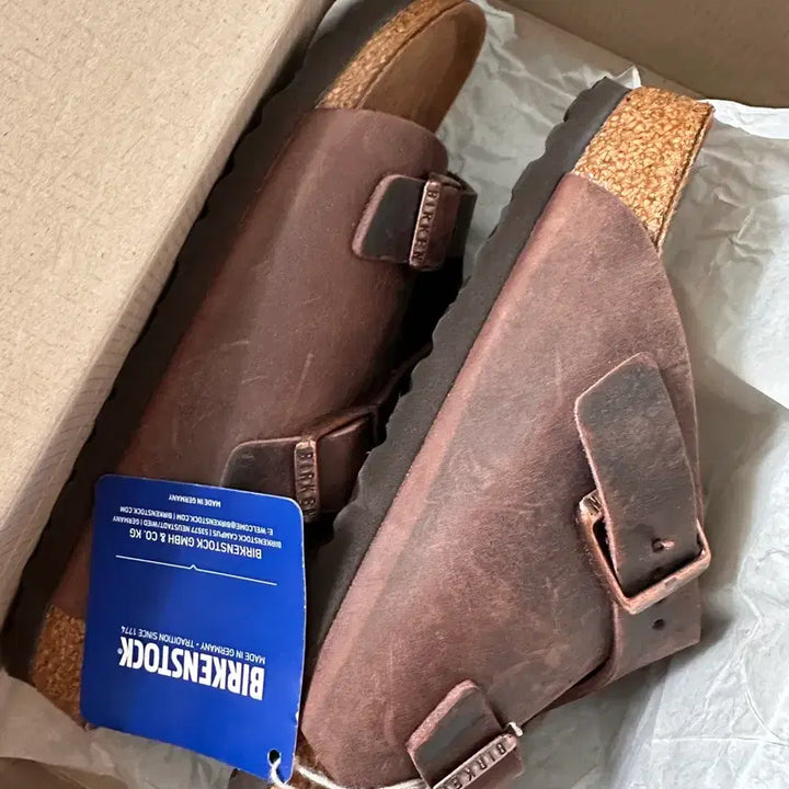[SOLD OUT] 버켄스탁 취리히 브라운 레더 가죽 슬리퍼 225 새거