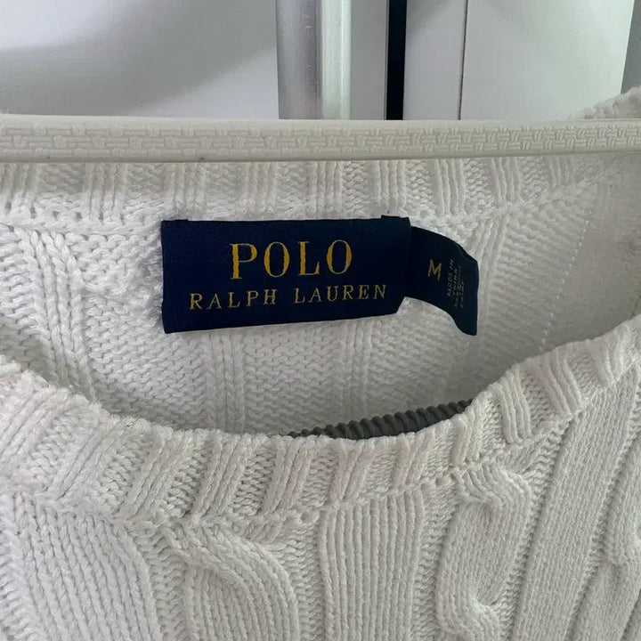 [BUNJANG] Polo Ralph Lauren White Cable Knit Sweater / 폴로 랄프로렌 화이트 케이블 니트
