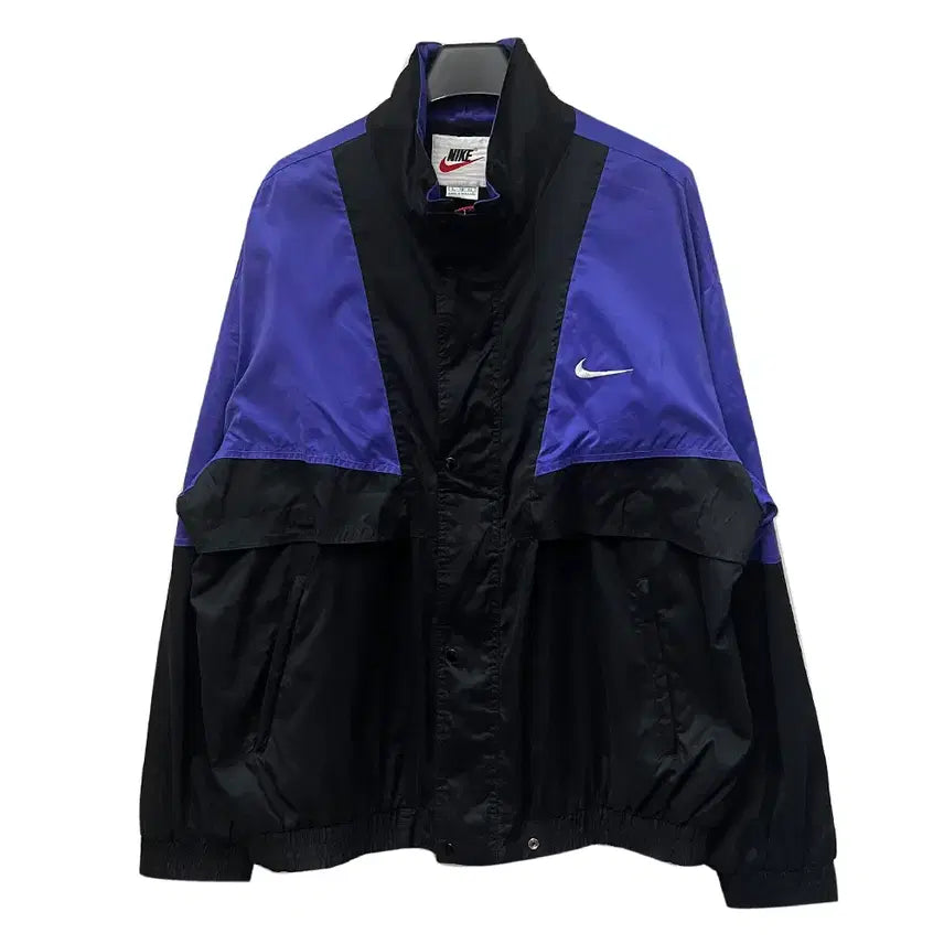 [BUNJANG] Nike Old School Purple Windbreaker Jacket XL / 나이키 올드스쿨 퍼플 배색 바람막이 자켓 XL