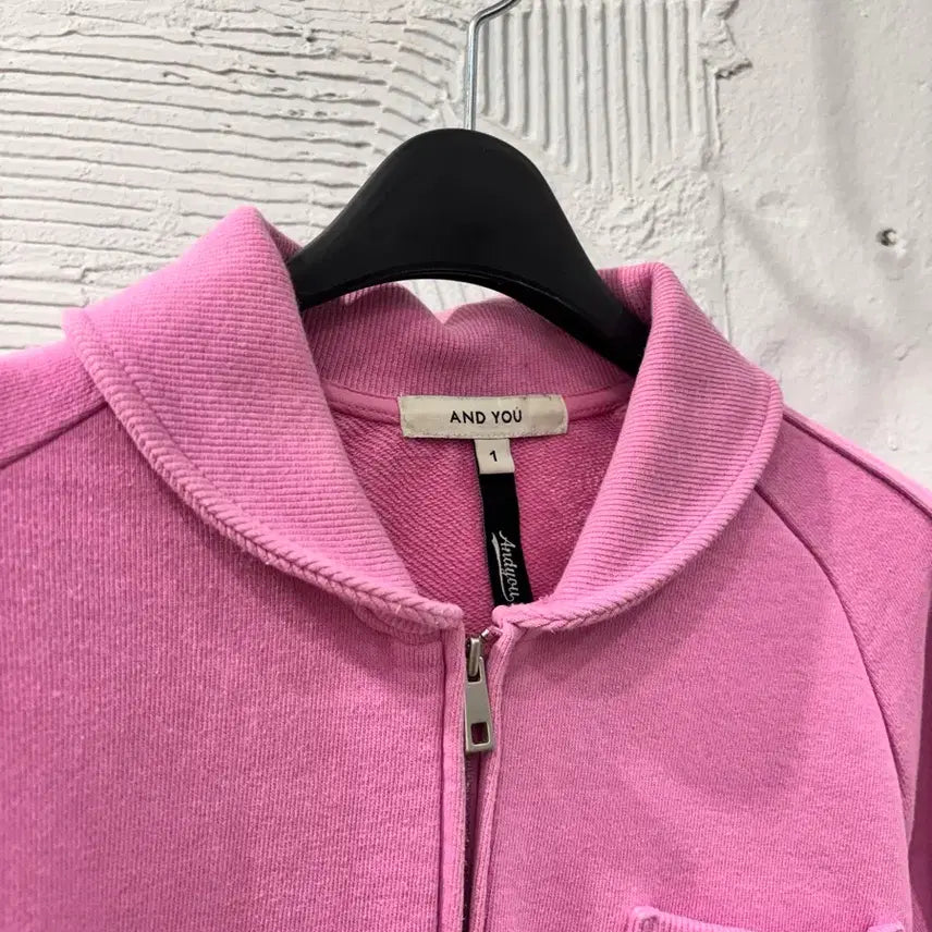 [BUNJANG] ANEU Pink Half-Zip Sweatshirt / 앤유 핑크 하프집업 맨투맨티