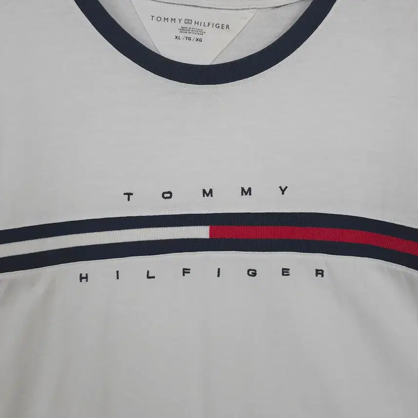 [BUNJANG] Tommy Hilfiger Logo Line T-shirt White XL / 타미힐피거 Tommy Hilfiger 로고 라인 반팔티 화이트 XL