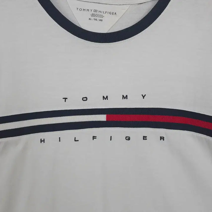 [BUNJANG] Tommy Hilfiger Logo Line T-shirt White XL / 타미힐피거 Tommy Hilfiger 로고 라인 반팔티 화이트 XL