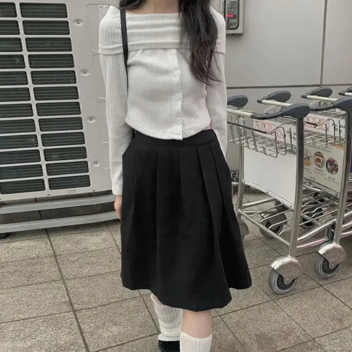 [BUNJANG] Anyone More Pleated Midi Skirt / 애니원모어 와샤 플리츠 미디스커트