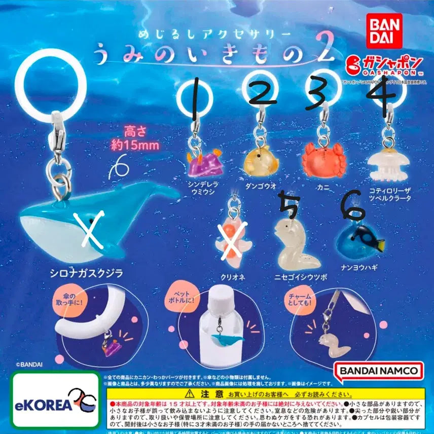 [BUNJANG] Bandai Gacha Marine Creatures 2 Keychains / 반다이 가챠 해양생물2 바다 곰치 게 달팽이 해파리  메지루시 키링