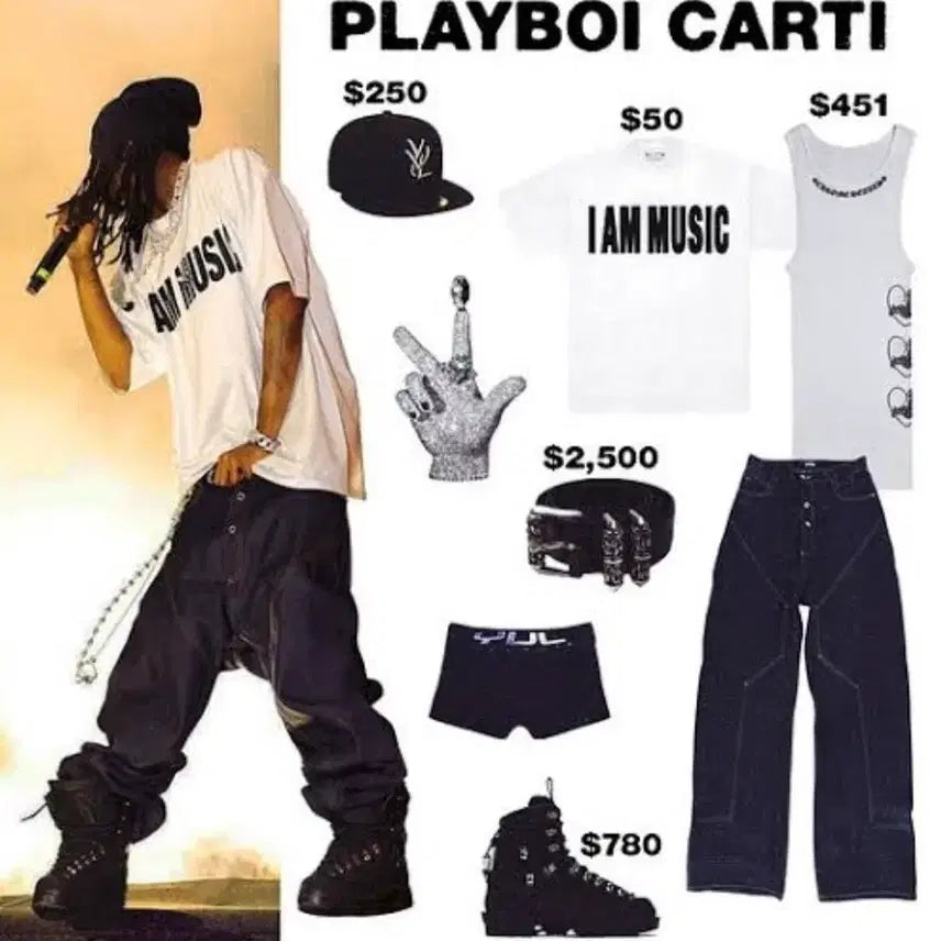 [BUNJANG] Playboi Carti Persona Double Knee Denim Pants / 플레이보이 카티 페르소나 더블니 데님 팬츠