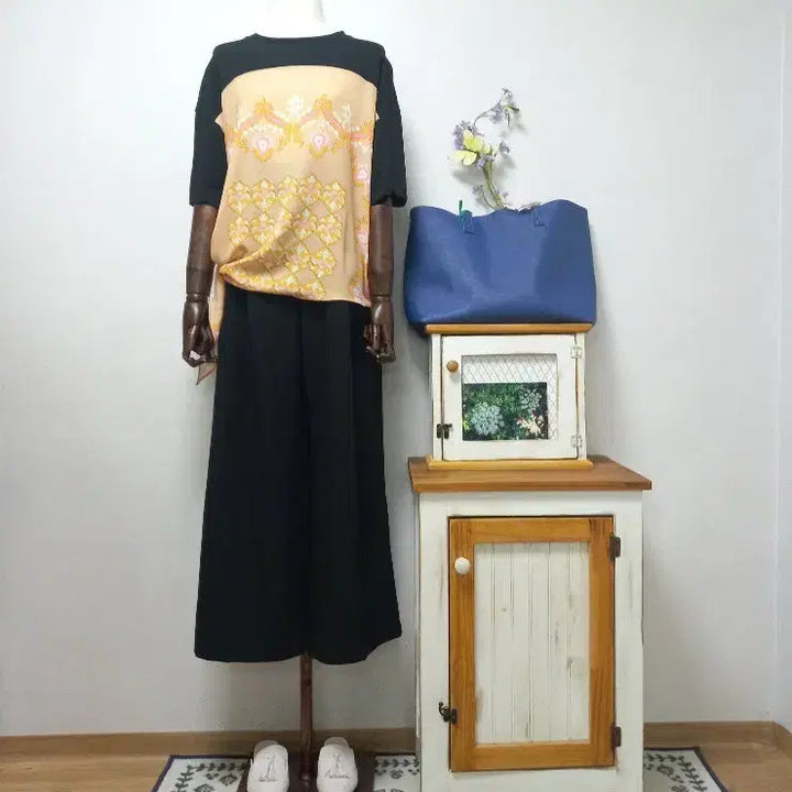 [BUNJANG] Sandro Style Ethnic Color Block Blouse / 산드*로 스타일 에스닉 티셔츠 배색 블라우스